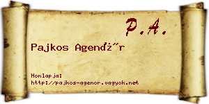Pajkos Agenór névjegykártya